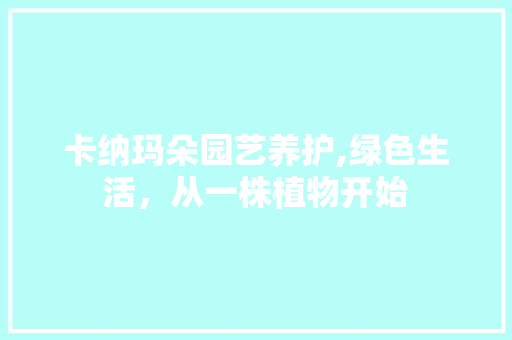 卡纳玛朵园艺养护,绿色生活，从一株植物开始