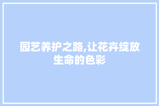 园艺养护之路,让花卉绽放生命的色彩