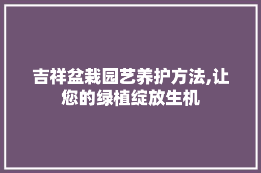 吉祥盆栽园艺养护方法,让您的绿植绽放生机