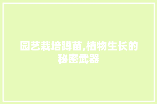 园艺栽培蹲苗,植物生长的秘密武器