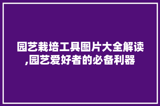 园艺栽培工具图片大全解读,园艺爱好者的必备利器
