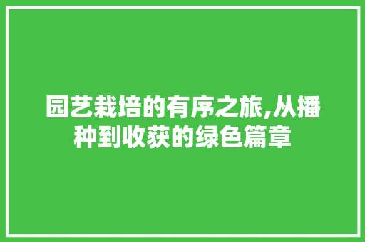 园艺栽培的有序之旅,从播种到收获的绿色篇章 施肥方法