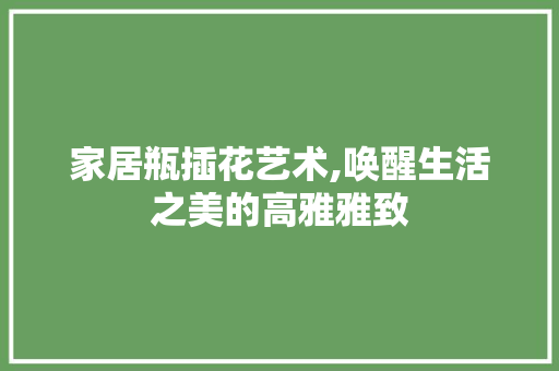 家居瓶插花艺术,唤醒生活之美的高雅雅致