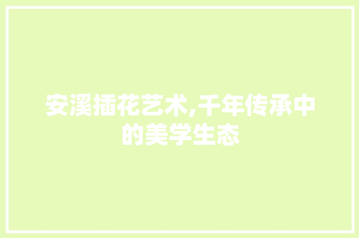 安溪插花艺术,千年传承中的美学生态