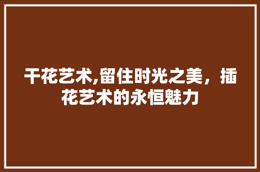 干花艺术,留住时光之美，插花艺术的永恒魅力