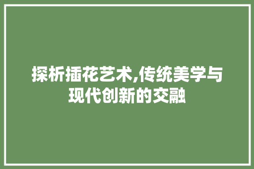 探析插花艺术,传统美学与现代创新的交融