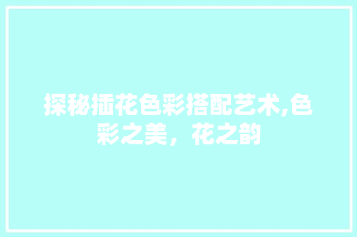 探秘插花色彩搭配艺术,色彩之美，花之韵 土壤选择