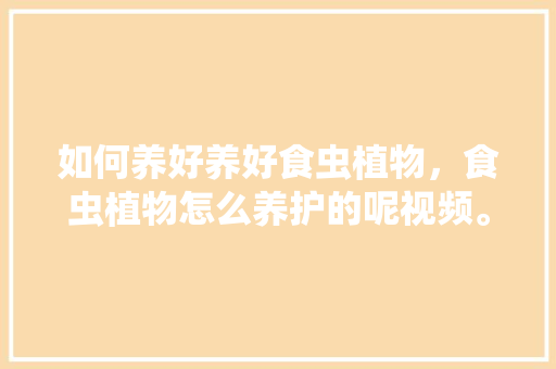 如何养好养好食虫植物，食虫植物怎么养护的呢视频。