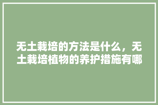 无土栽培的方法是什么，无土栽培植物的养护措施有哪些。