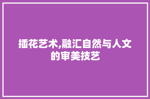 插花艺术,融汇自然与人文的审美技艺
