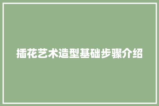 插花艺术造型基础步骤介绍