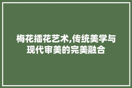 梅花插花艺术,传统美学与现代审美的完美融合