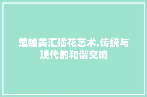 楚雄美汇插花艺术,传统与现代的和谐交响
