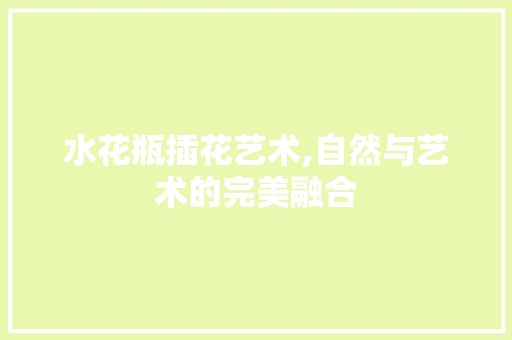 水花瓶插花艺术,自然与艺术的完美融合 灌溉方法