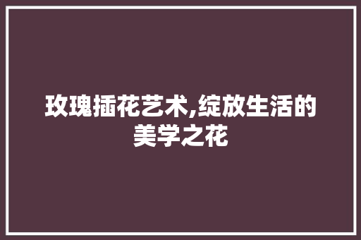 玫瑰插花艺术,绽放生活的美学之花 园艺知识