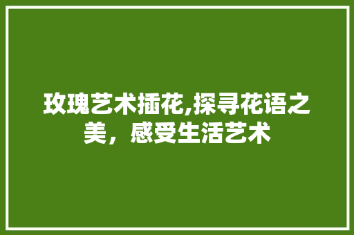 玫瑰艺术插花,探寻花语之美，感受生活艺术 施肥方法