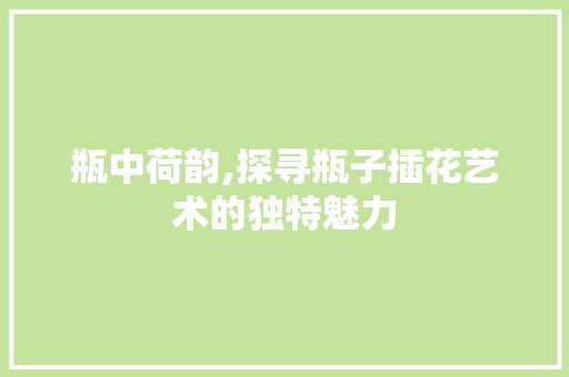 瓶中荷韵,探寻瓶子插花艺术的独特魅力