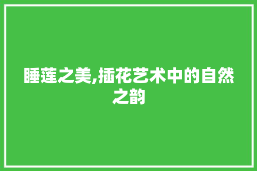 睡莲之美,插花艺术中的自然之韵 植物栽培