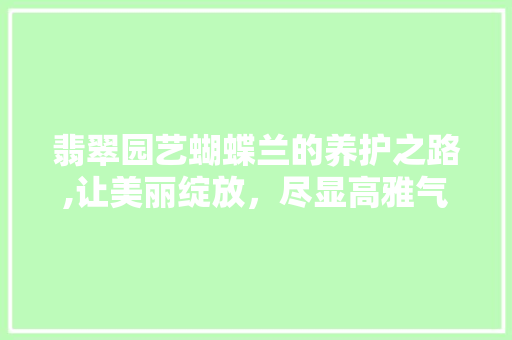 翡翠园艺蝴蝶兰的养护之路,让美丽绽放，尽显高雅气质