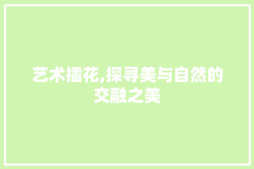艺术插花,探寻美与自然的交融之美 养护技巧