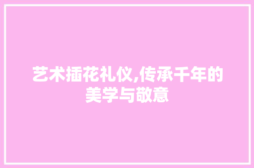 艺术插花礼仪,传承千年的美学与敬意