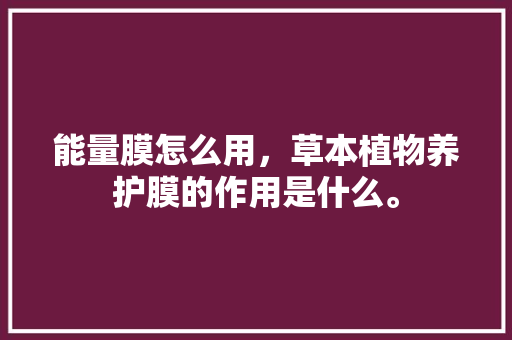 能量膜怎么用，草本植物养护膜的作用是什么。