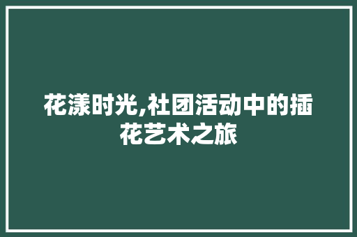花漾时光,社团活动中的插花艺术之旅 植物养护