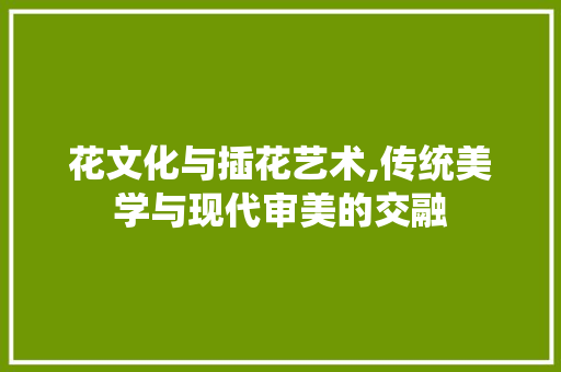 花文化与插花艺术,传统美学与现代审美的交融