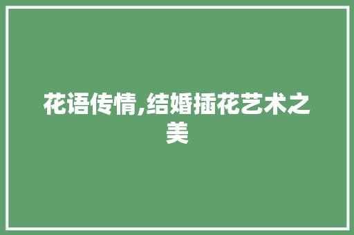 花语传情,结婚插花艺术之美 土壤选择