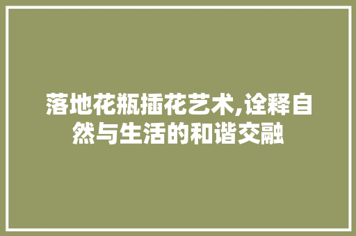 落地花瓶插花艺术,诠释自然与生活的和谐交融 土壤管理