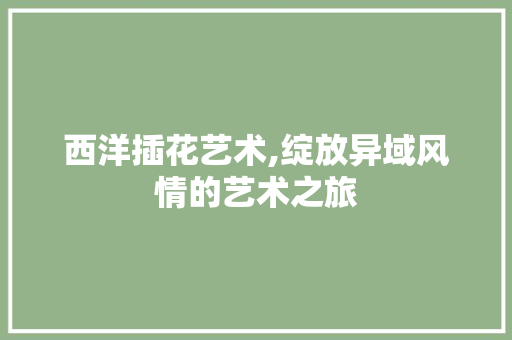 西洋插花艺术,绽放异域风情的艺术之旅 土壤管理