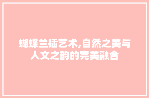 蝴蝶兰插艺术,自然之美与人文之韵的完美融合