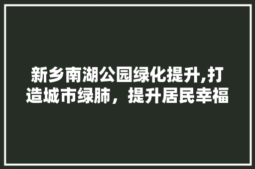 新乡南湖公园绿化提升,打造城市绿肺，提升居民幸福感 花卉