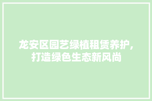 龙安区园艺绿植租赁养护,打造绿色生态新风尚 植物栽培