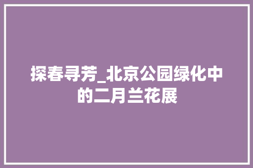 探春寻芳_北京公园绿化中的二月兰花展