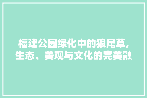 福建公园绿化中的狼尾草,生态、美观与文化的完美融合