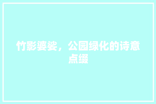 竹影婆娑，公园绿化的诗意点缀