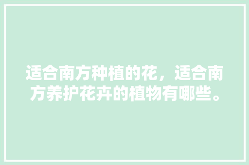 适合南方种植的花，适合南方养护花卉的植物有哪些。