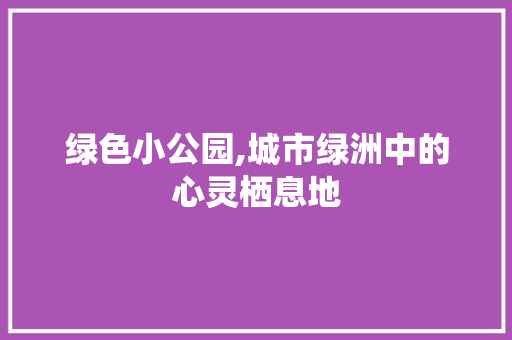 绿色小公园,城市绿洲中的心灵栖息地