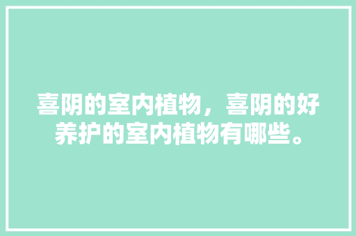 喜阴的室内植物，喜阴的好养护的室内植物有哪些。