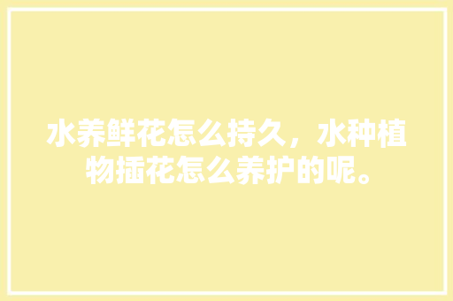水养鲜花怎么持久，水种植物插花怎么养护的呢。