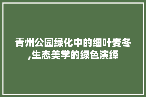 青州公园绿化中的细叶麦冬,生态美学的绿色演绎