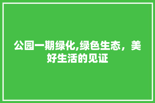 公园一期绿化,绿色生态，美好生活的见证 土壤管理