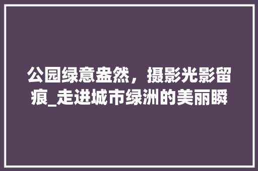 公园绿意盎然，摄影光影留痕_走进城市绿洲的美丽瞬间