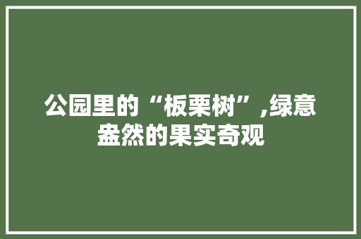 公园里的“板栗树”,绿意盎然的果实奇观