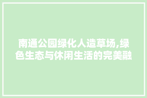 南通公园绿化人造草场,绿色生态与休闲生活的完美融合