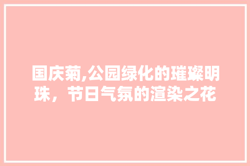 国庆菊,公园绿化的璀璨明珠，节日气氛的渲染之花