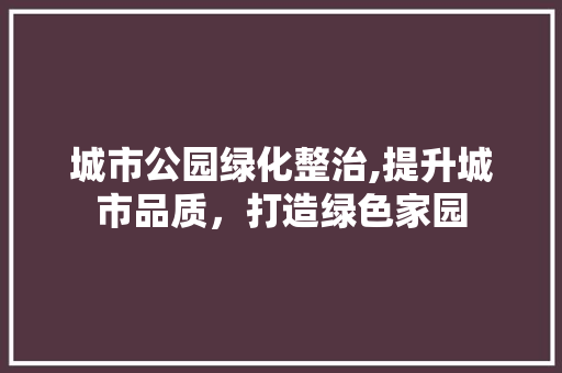 城市公园绿化整治,提升城市品质，打造绿色家园