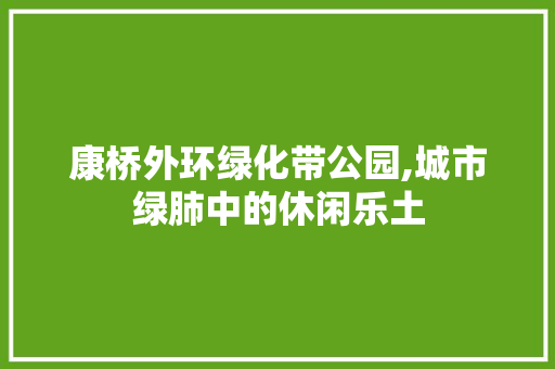 康桥外环绿化带公园,城市绿肺中的休闲乐土