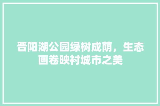 晋阳湖公园绿树成荫，生态画卷映衬城市之美